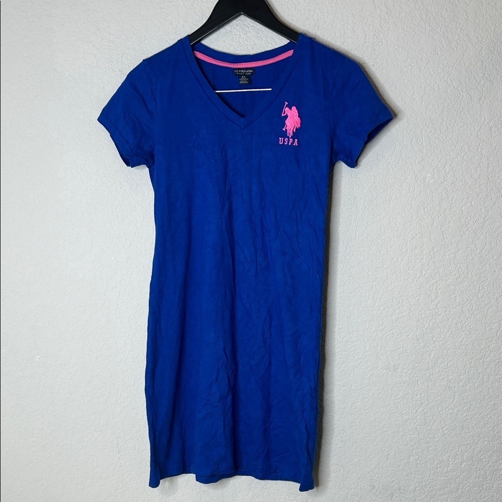 U.S. Polo Assn. Blue Tee with Pink Emblem dress
